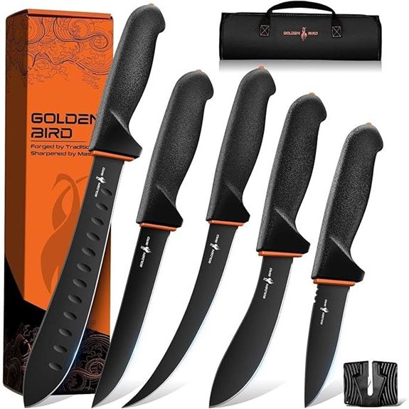 Golden Bird Butcher & Skinning Knife Set with Bag
