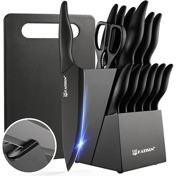 Kitchen Knife Block Set with Cutting Board and Sharpener