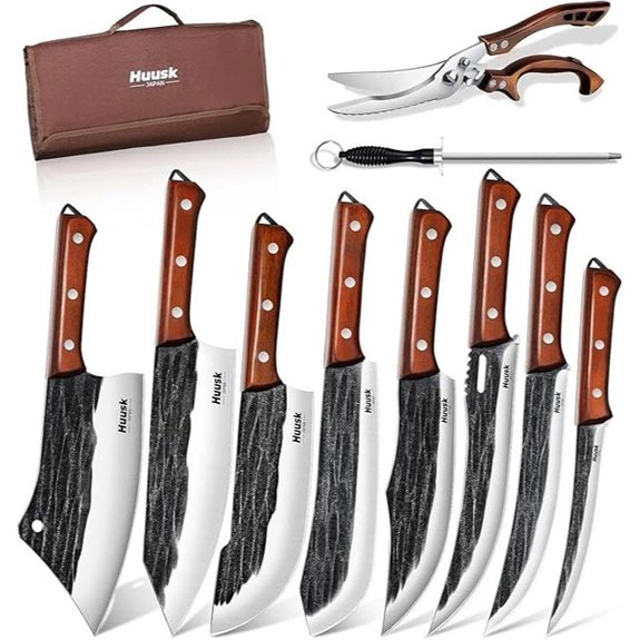 Huusk 10-Piece Hand Forged Butcher Knife Set
