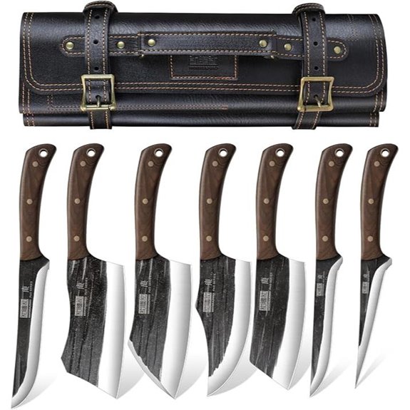 HOSHANHO Hand Forged Butcher Knife Set with Bag