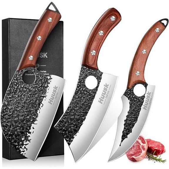 Huusk Hand Forged Serbian Chef Knife Set (3PCS)