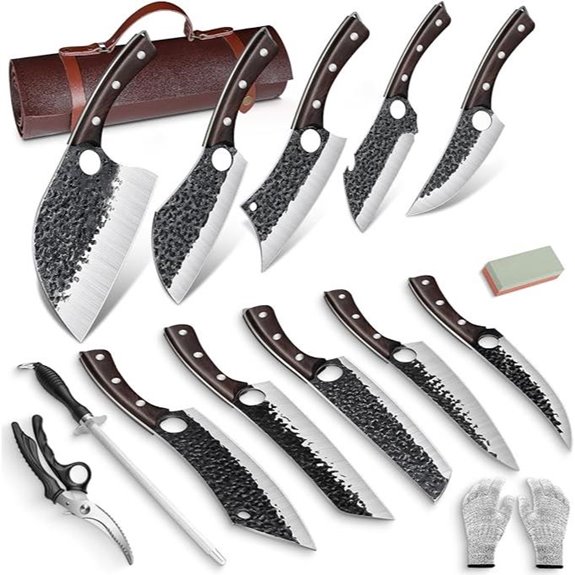 DRGSKL 10-Piece Hand Forged Serbian Chef Knife Set