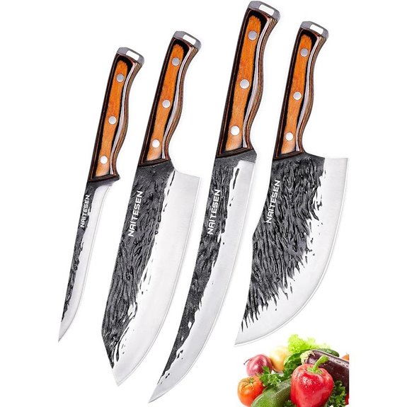 Naitesen 4PCS Hand Forged Butcher & Kitchen Knife Set