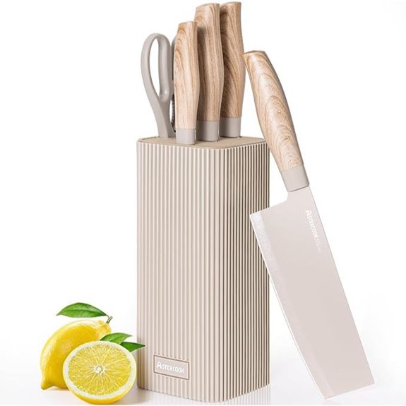 Astercook 6-Piece Kitchen Knife Set with Block