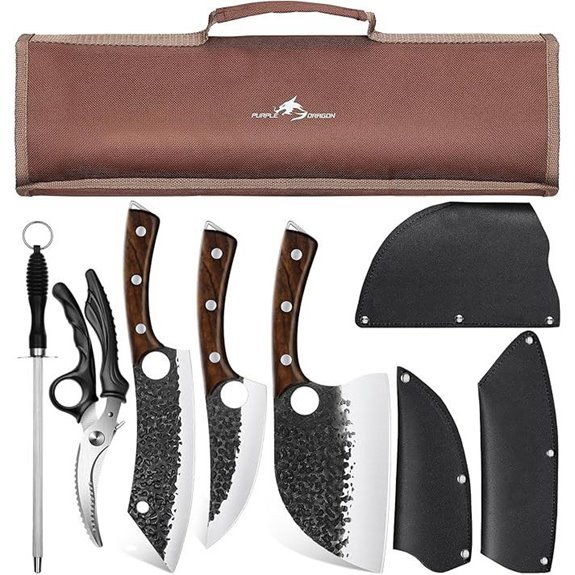 Purple Dragon 9-Piece Hand Forged Butcher Knife Set