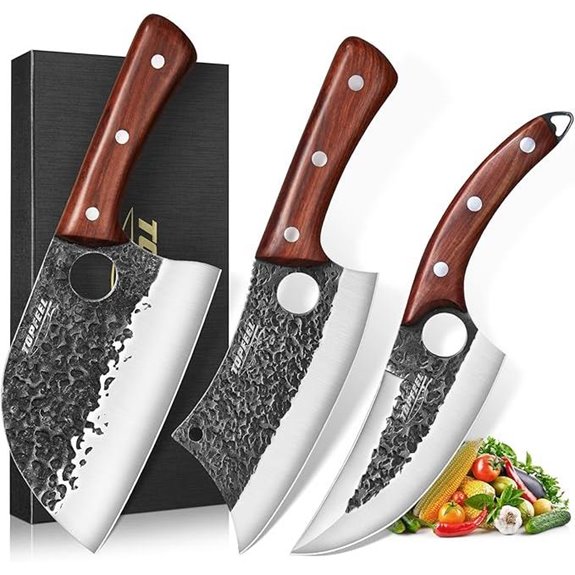 Topfeel 3-Piece Hand Forged Butcher Knife Set