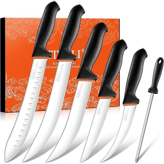 TIVOLI 6-Piece Butcher Knife Set with Sharpener Rod